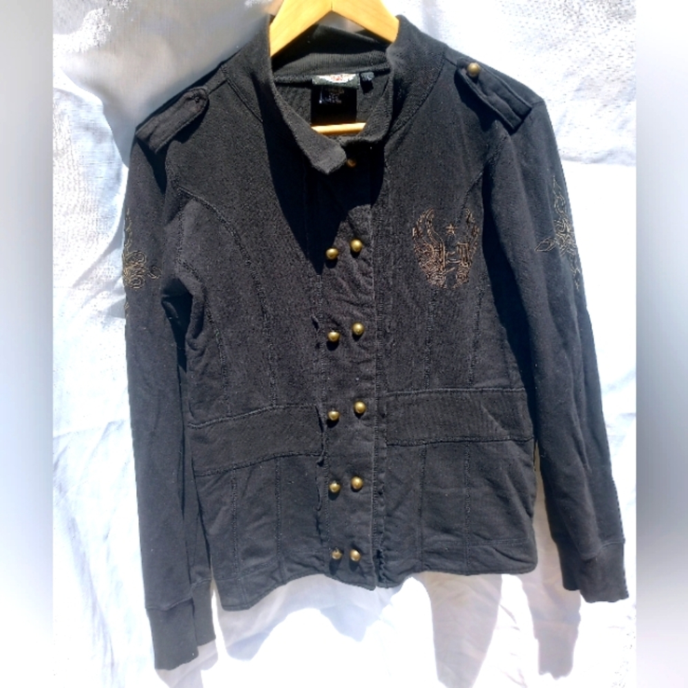 Women's button up Harley-Davidson jacket, size large, black, cotton